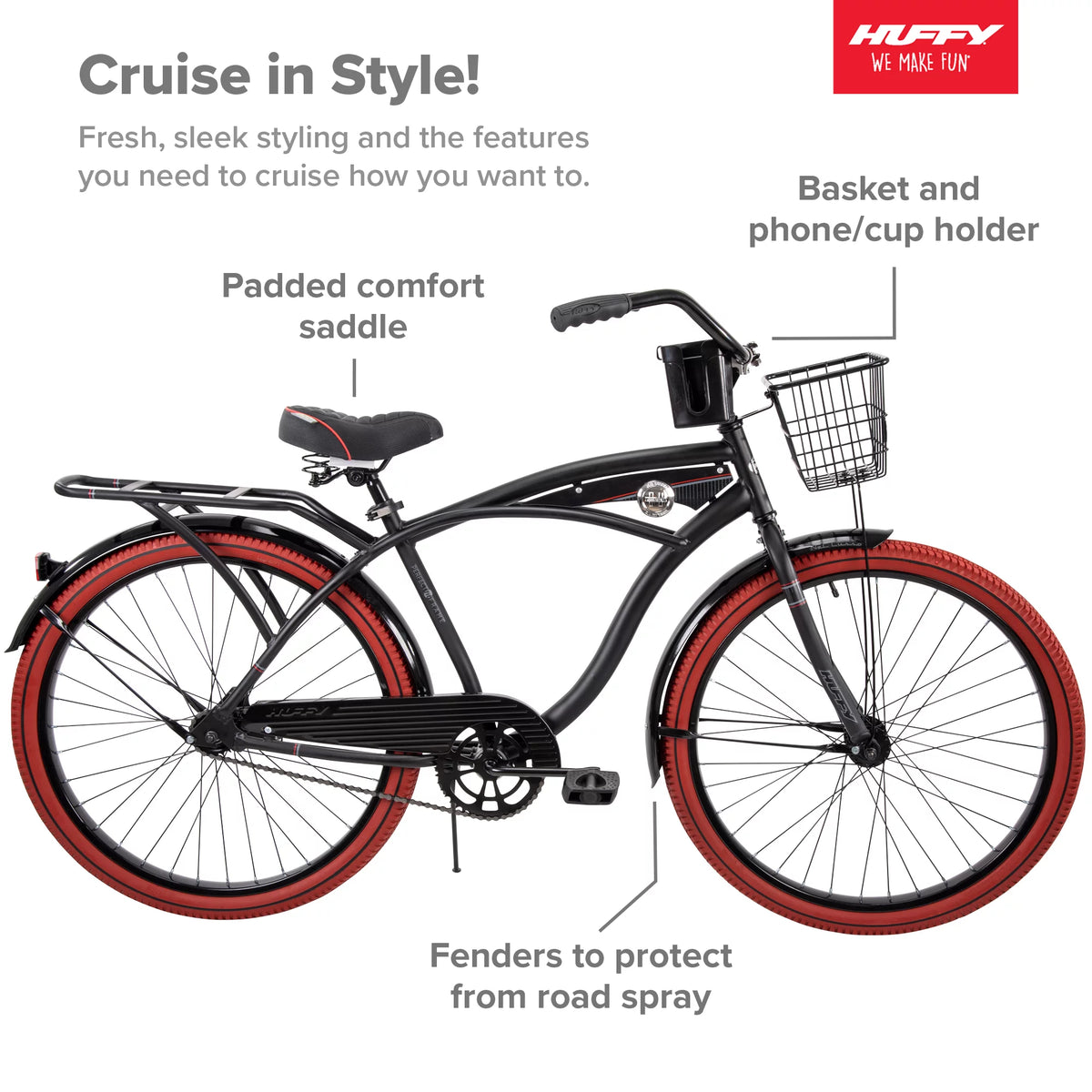26 Inch Matte Black Cruiser Bike F810962