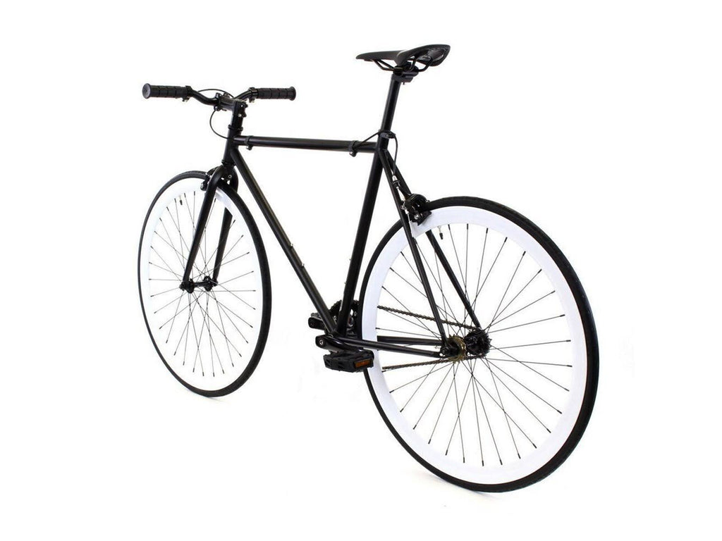 Matte Black White Single Speed City Bike E3582