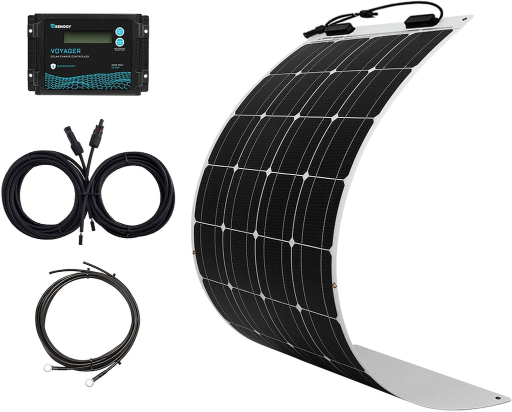 100 Watt 12 Volt Flexible Solar Kit with 100W Monocrystalline Panel and 10A Waterproof PWM Controller I82962