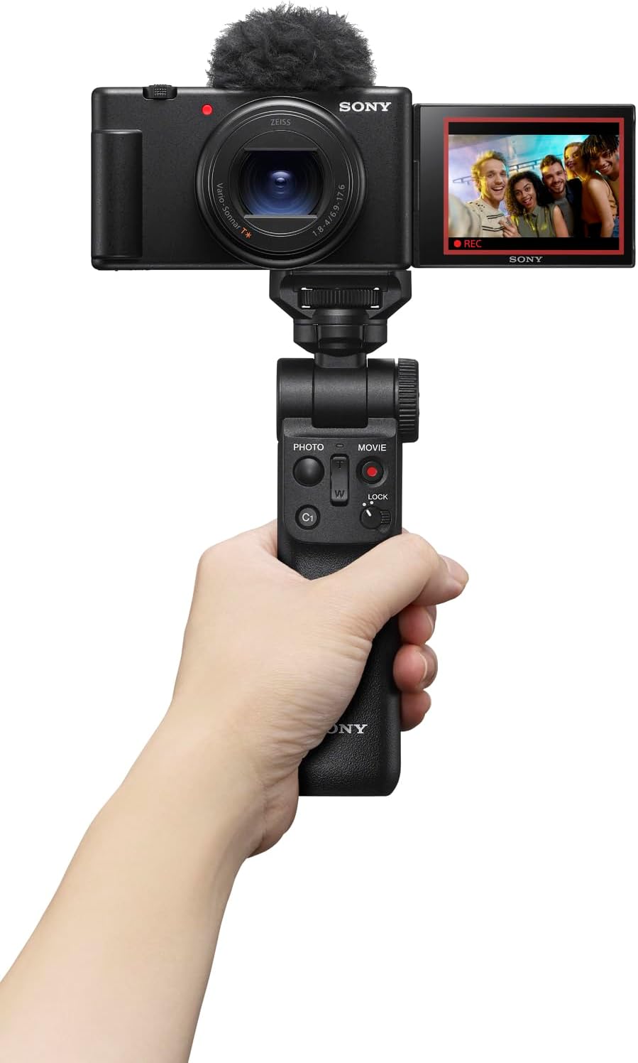 Black 4K Video 20.1MP Vlog Camera with Tripod/Grip, Case, LED, 64GB Card J411