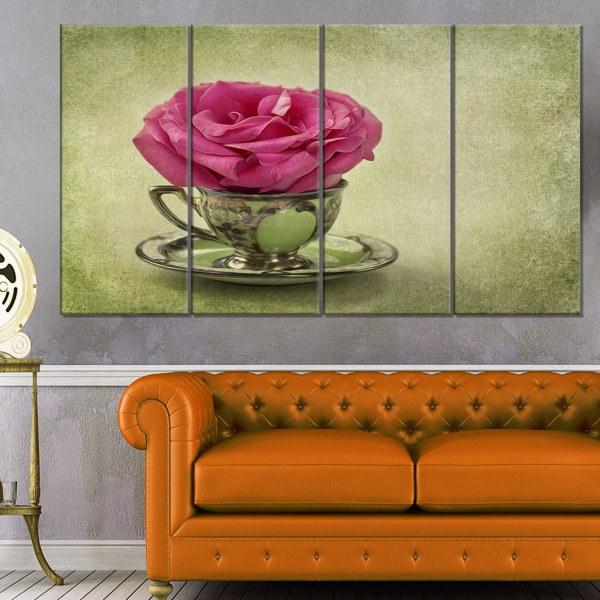 Red Floral Canvas Artwork Print 40 in. Wide x 30 in. High G3930