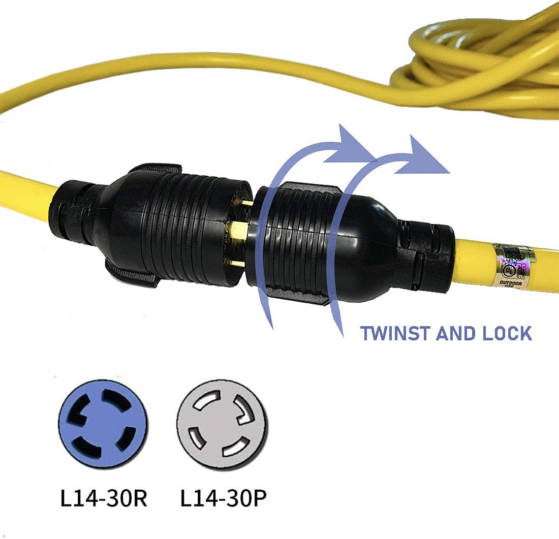 40Ft 30 Amp 125/250V 4 Prong Generator Extension Power Cord R333