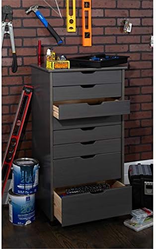 Gray Eight Drawer Wood Rolling Storage Cart O479278