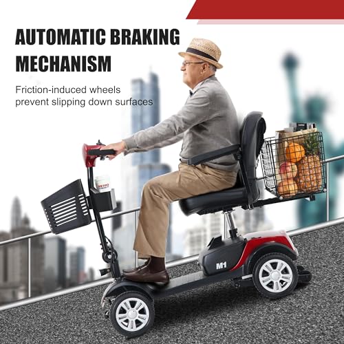 Red Folding 4 Wheel Electric Mobility Scooter with Storage Box U374