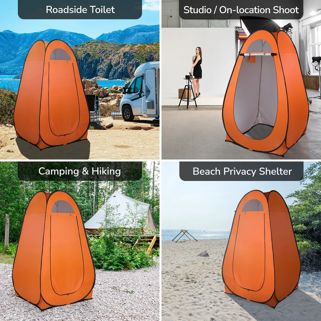 Orange Pop Up Camping Shower Tent Y946507