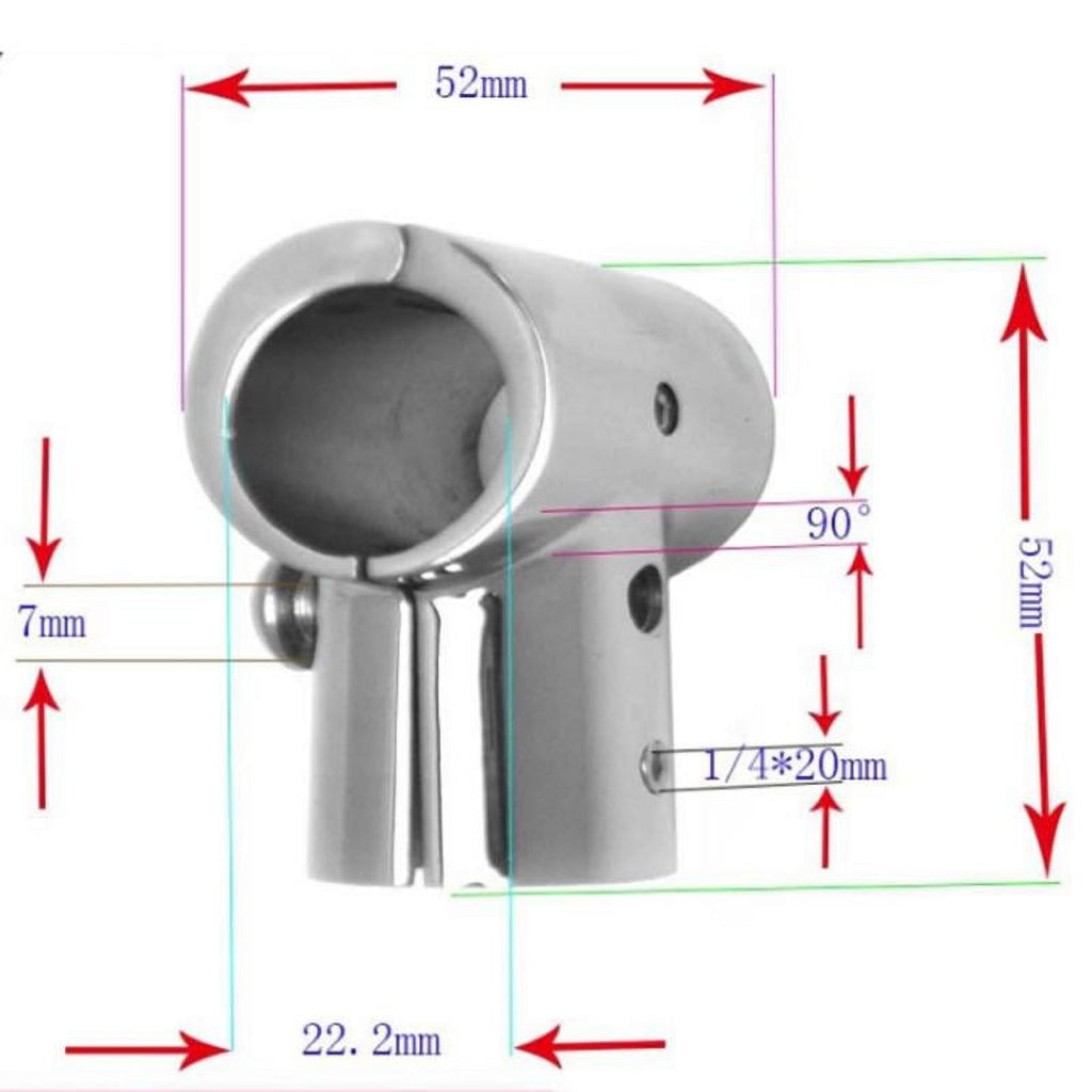 4pcs 22mm 90 Degree 3 Way Elbow Boat Deck Handrail Rail Tee Fittings L388