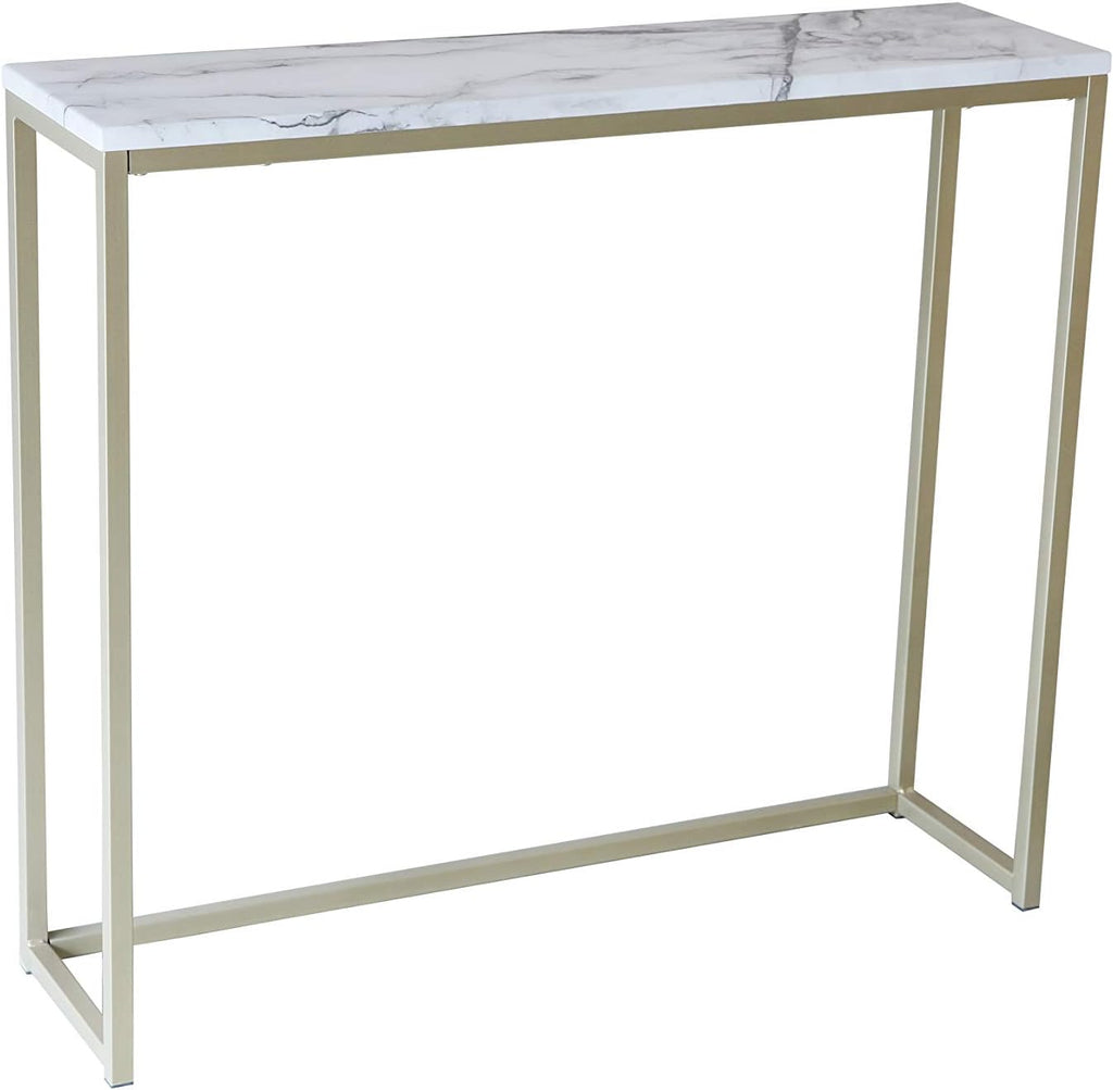 Faux Marble Console Table with Gold Metal Frame S9151