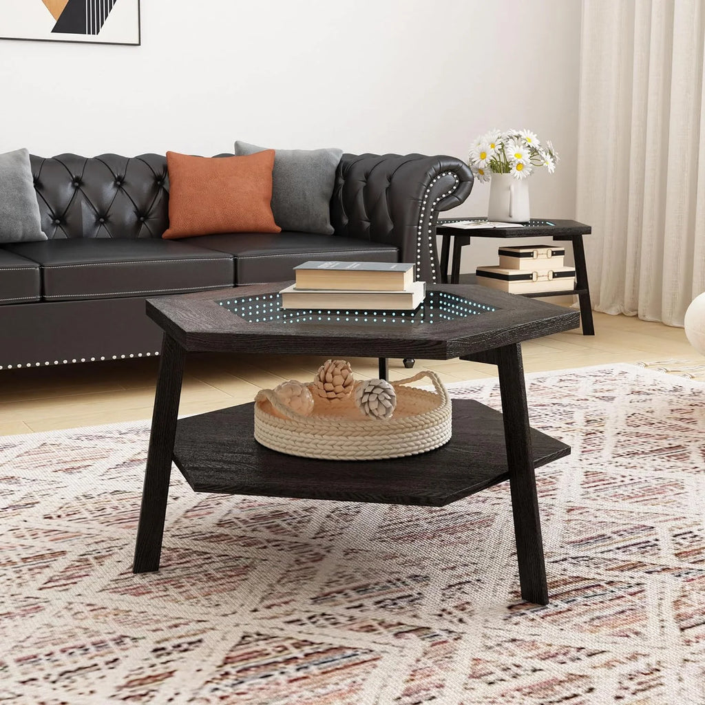 Coffee Table with LED Light and Glass Top I2842