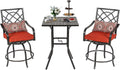 3 Pieces Outdoor Bar Height Bistro Set with Swivel Stools and Table, Black L245