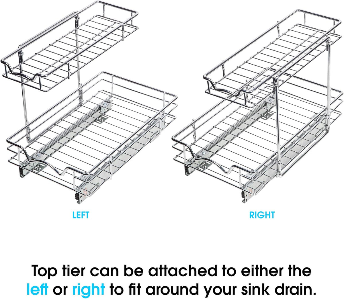 Under Sink Pull-Out Sliding Shelf Organizer, Chrome S723394