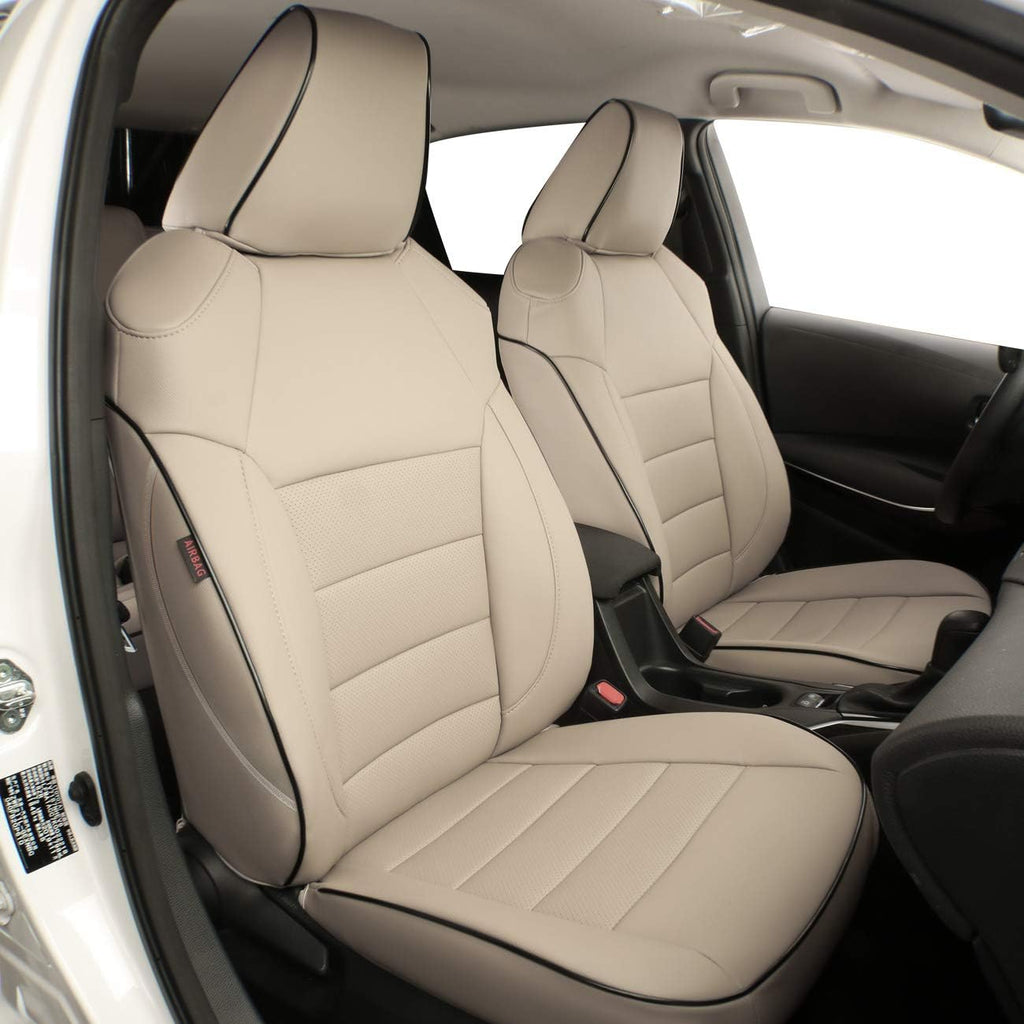 Black with Red Piping Leatherette Car Seat Covers V686