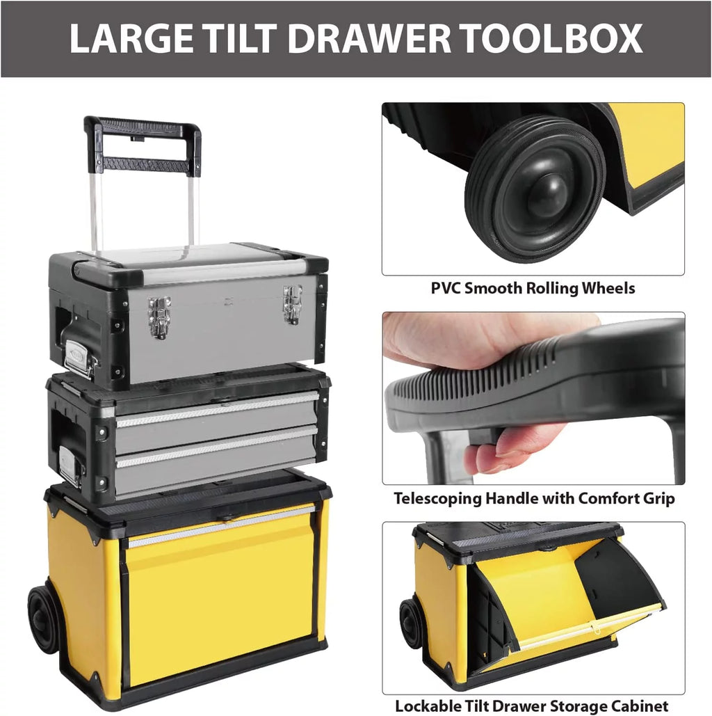 Red Rolling Tool Chest with Wheels 3 Drawers W3118
