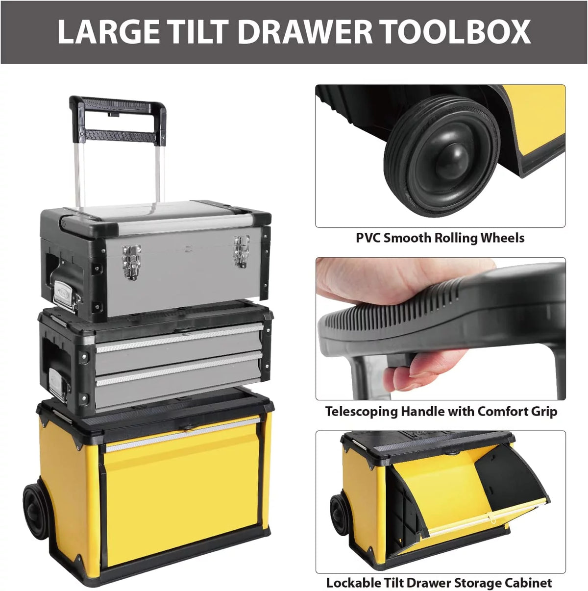 Red Rolling Tool Chest with Wheels 3 Drawers W3118
