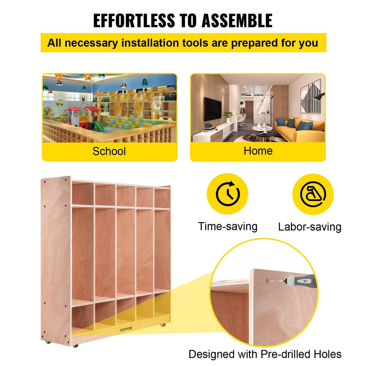 5 Grids Plywood Birch Coat Locker Y954889