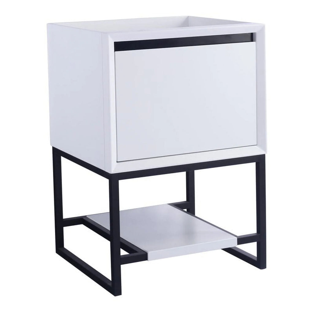 24" Oak Wood and Stainless Steel Cabinet in White F16057