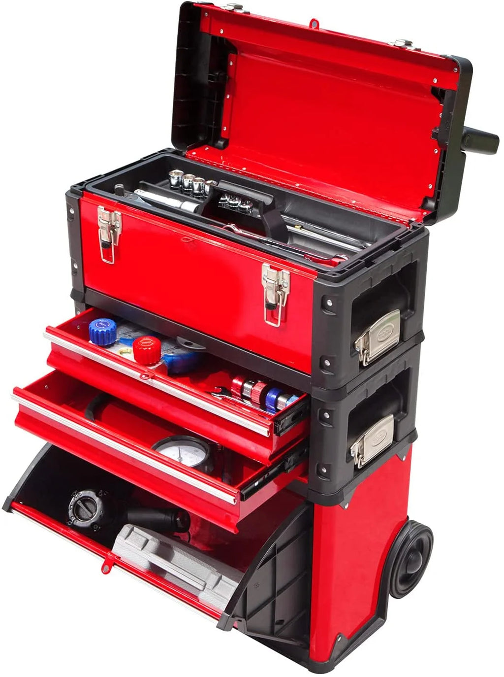Red Rolling Tool Chest with Wheels 3 Drawers W3118