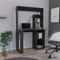 Black Computer Desk with Storage Shelves & Hutch J56178
