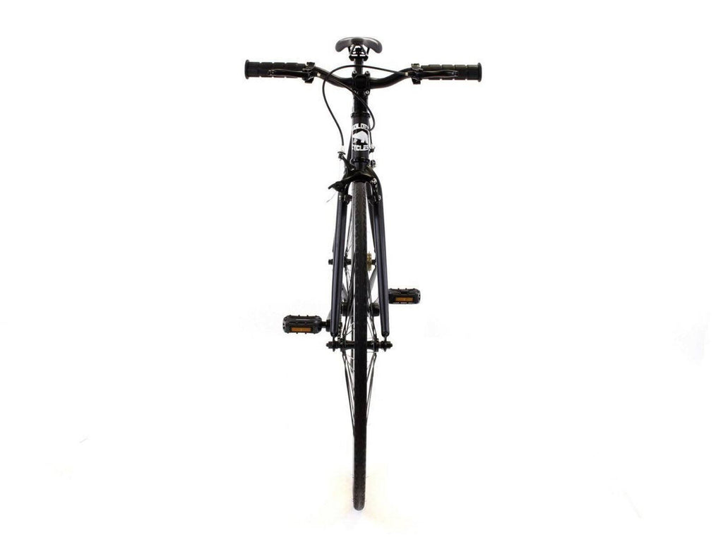 Matte Black White Single Speed City Bike E3582