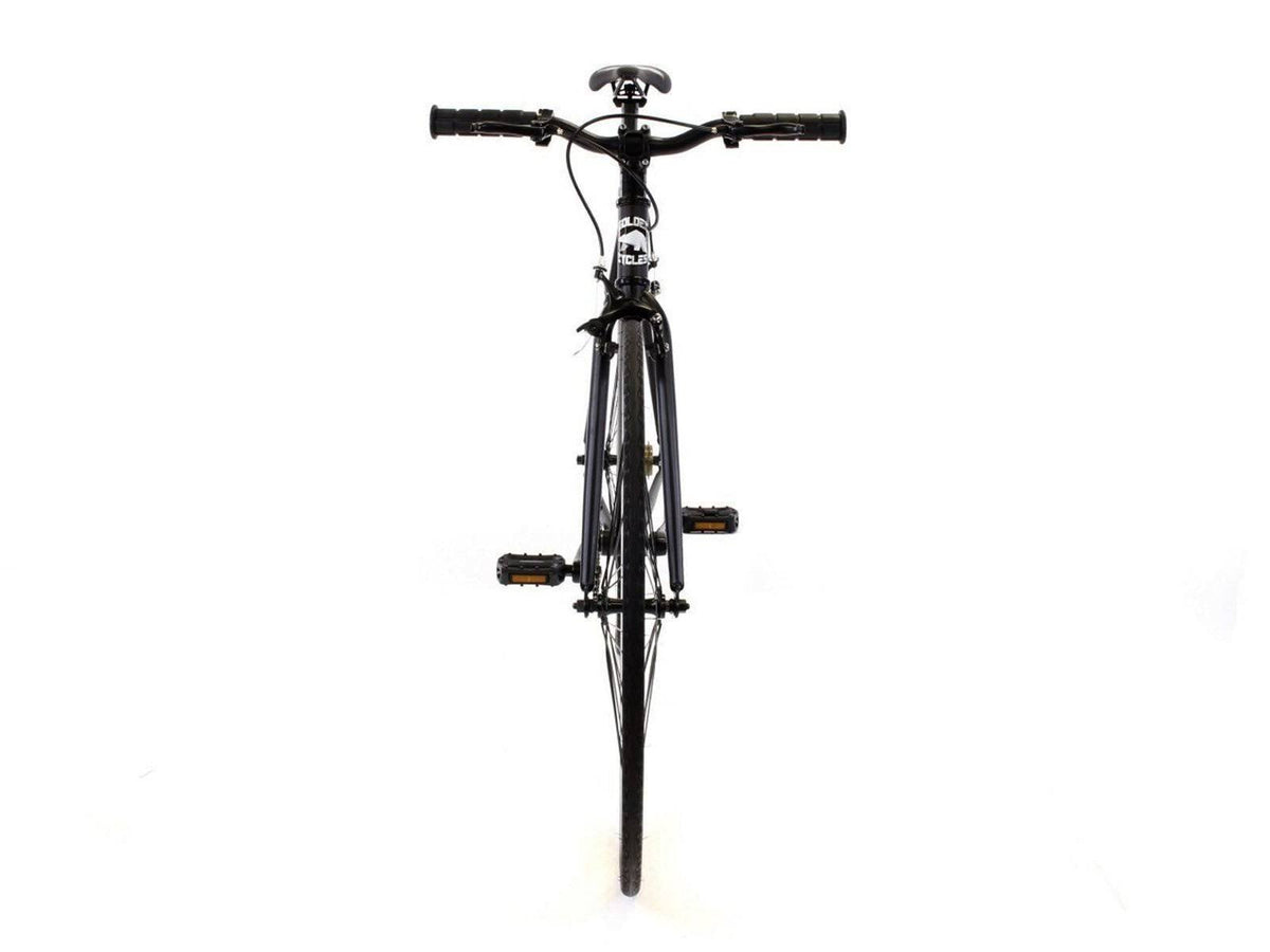 Matte Black White Single Speed City Bike E3582