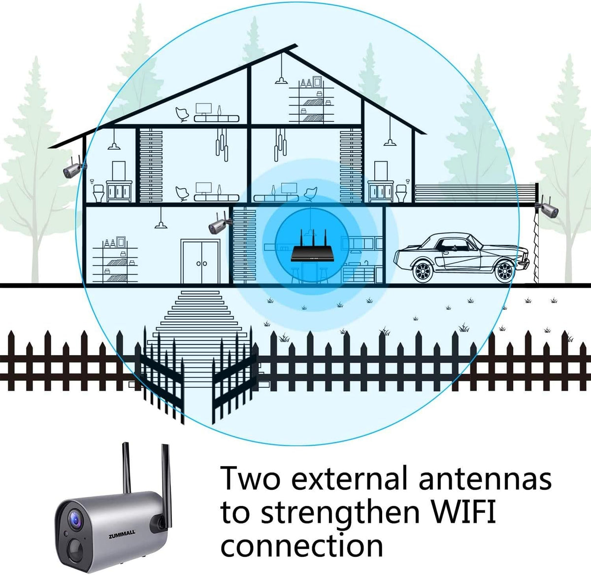 Wireless WiFi Security Camera, Rechargeable Battery Powered, 2PCS C4669