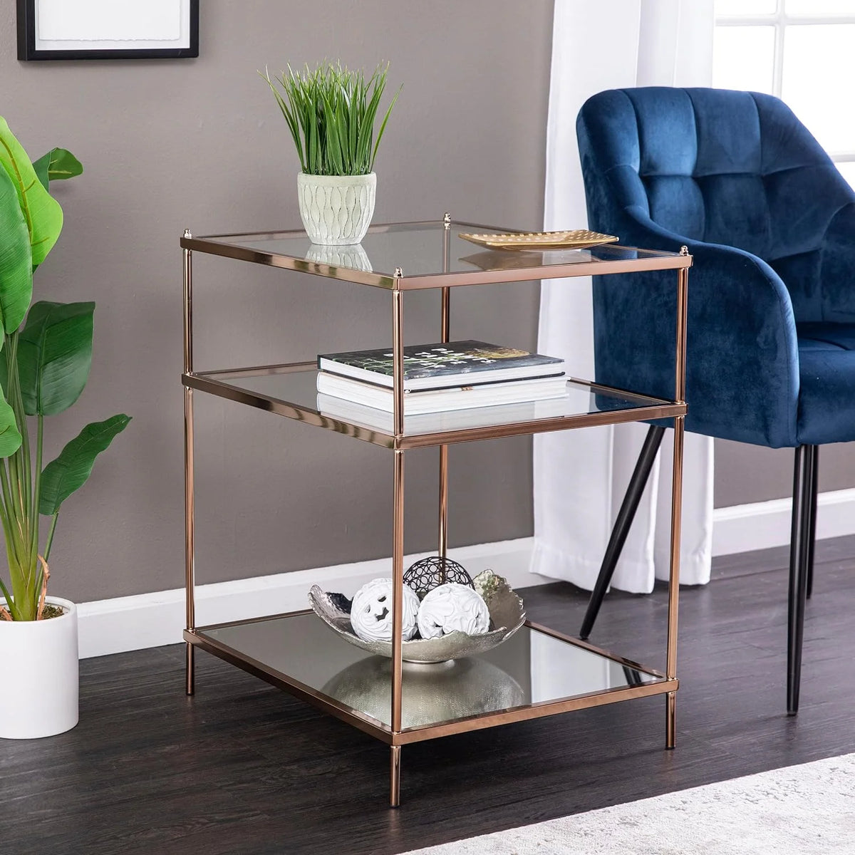Mirrored 3-Tier Side Table X9553