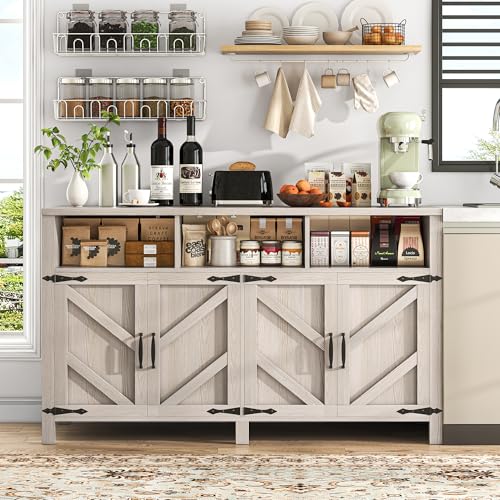 Buffet Sideboard with Storage 4 Doors Wood Cabinet with Shelves B10936