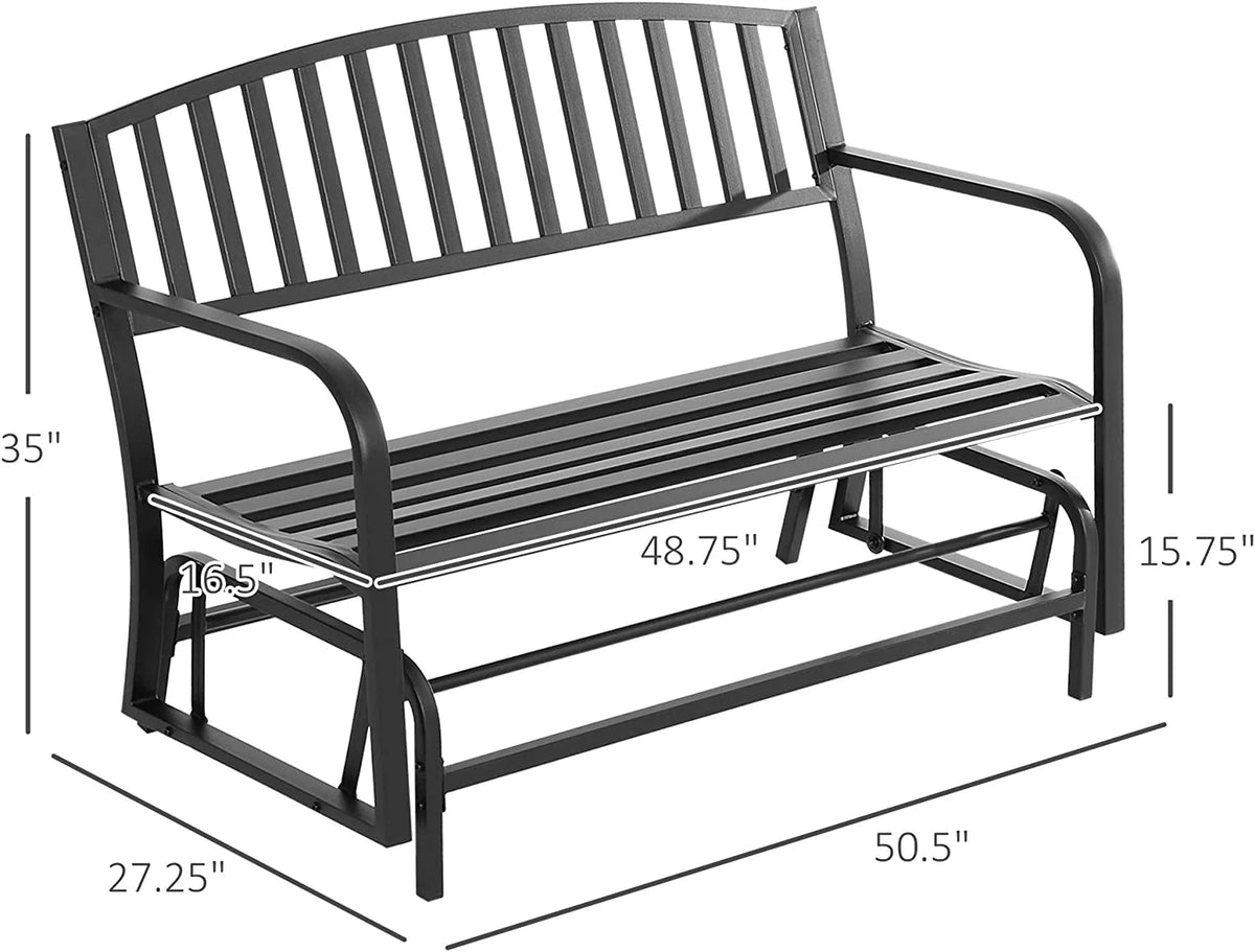 Black Patio Glider Bench R79948