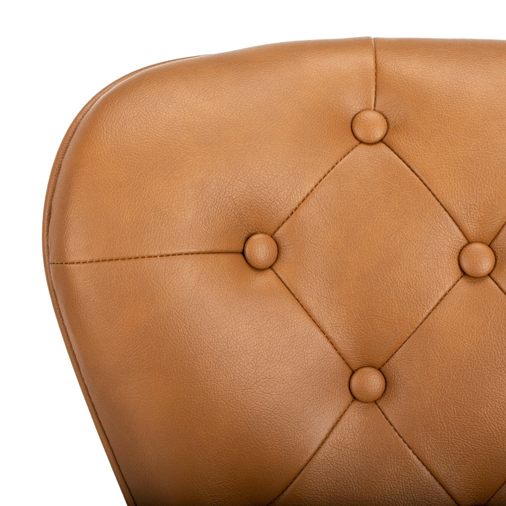Camel Leather Tufted Swivel Counter Stool Set of 2 W122092