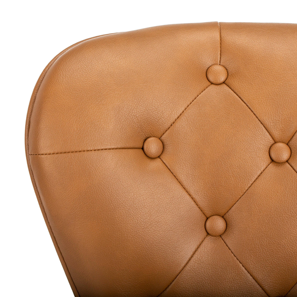 Camel Leather Tufted Swivel Counter Stool Set of 2 W122092