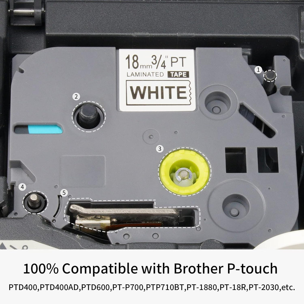 Black on White Laminated Label Tape 10 Pack Z9711