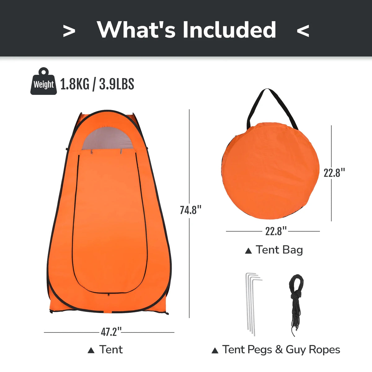 Orange Pop Up Camping Shower Tent Y946507