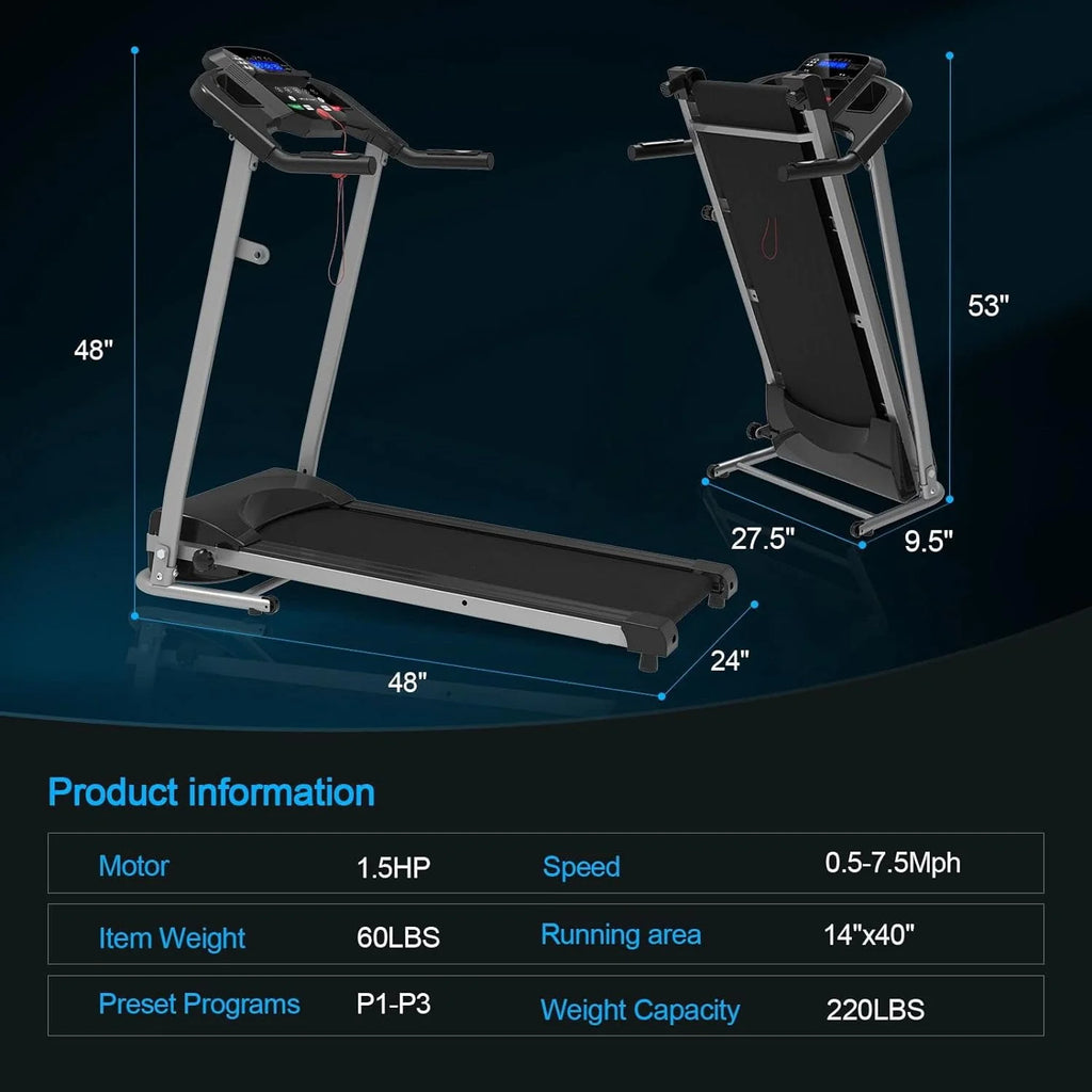 Folding Treadmill 2.5HP 220 LBS Weight Capacity C7144