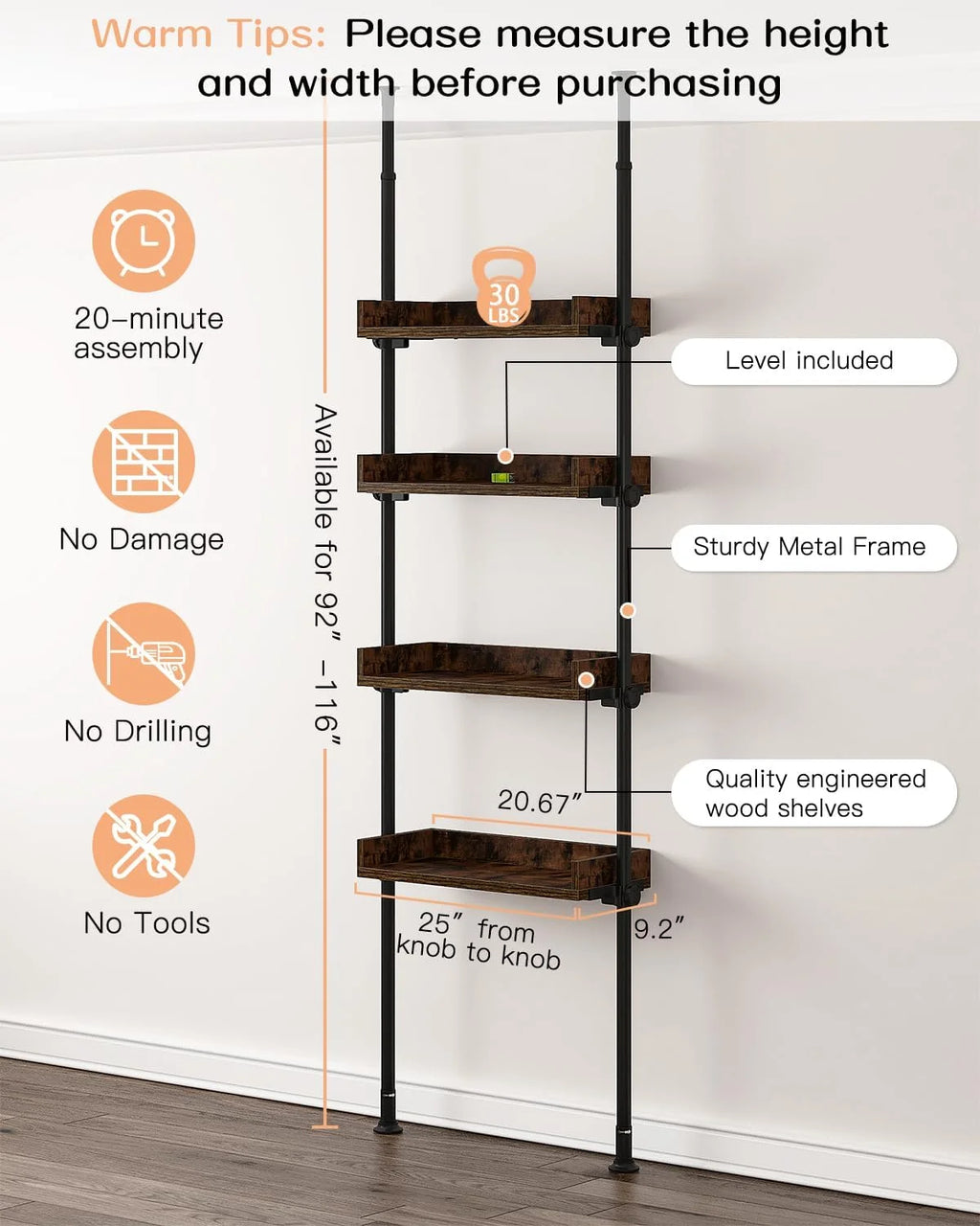 4-Tier Adjustable Wood Over The Toilet Storage G177465