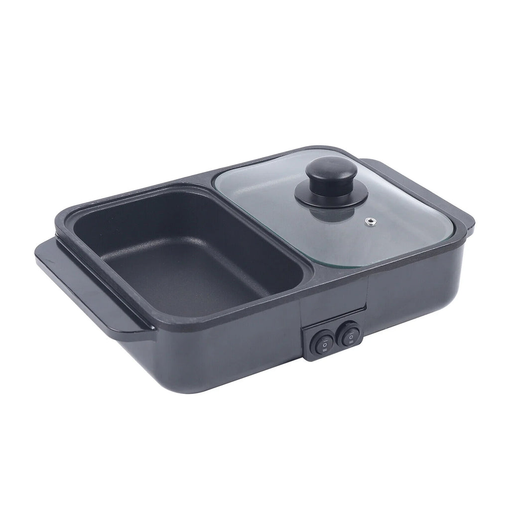 2-in-1 Electric Hot Pot BBQ Grill Smokeless Cooking Pan 1200W P420771
