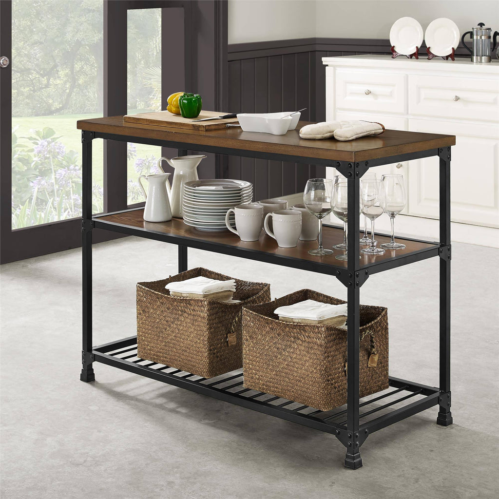 Rustic Antique Oak Black Multifunction Island C623
