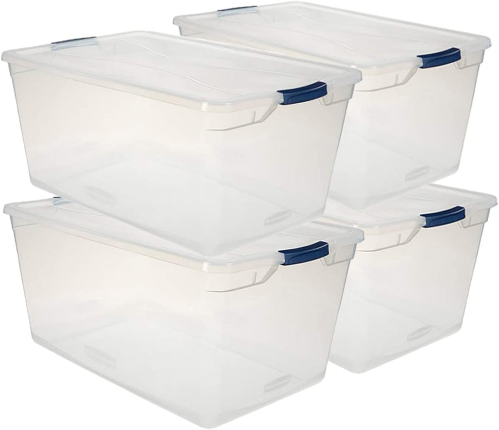 Clear 71 QT Pack of 4 Stackable Storage Containers with Lids L748