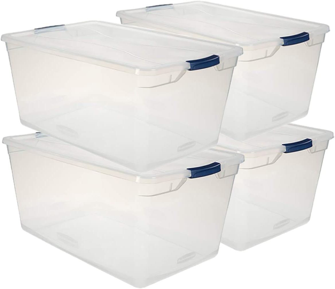 Clear 71 QT Pack of 4 Stackable Storage Containers with Lids L748