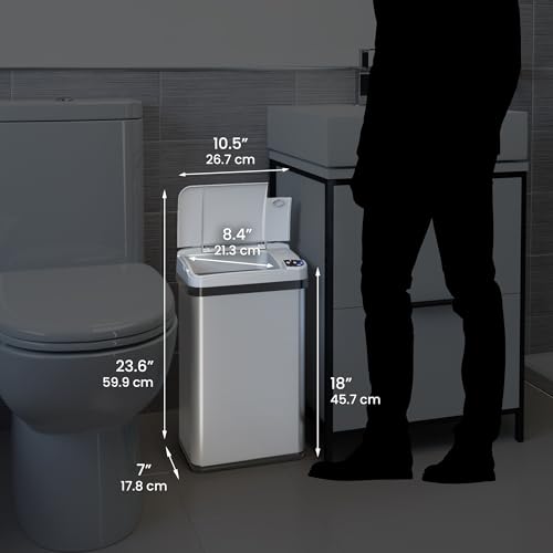 13 Gallon Stainless Steel Trash Can with AC Adapter and Odor Filter Z836