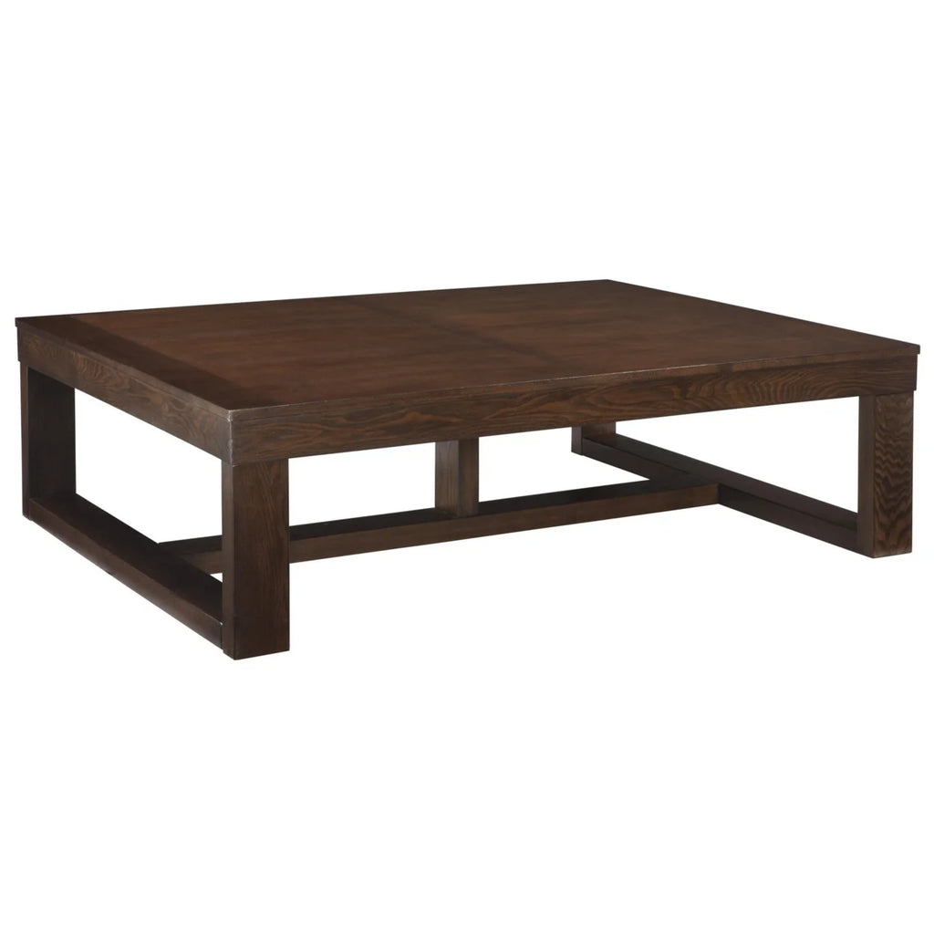 Dark Brown Wooden Frame Cocktail Table with Trestle Base U399