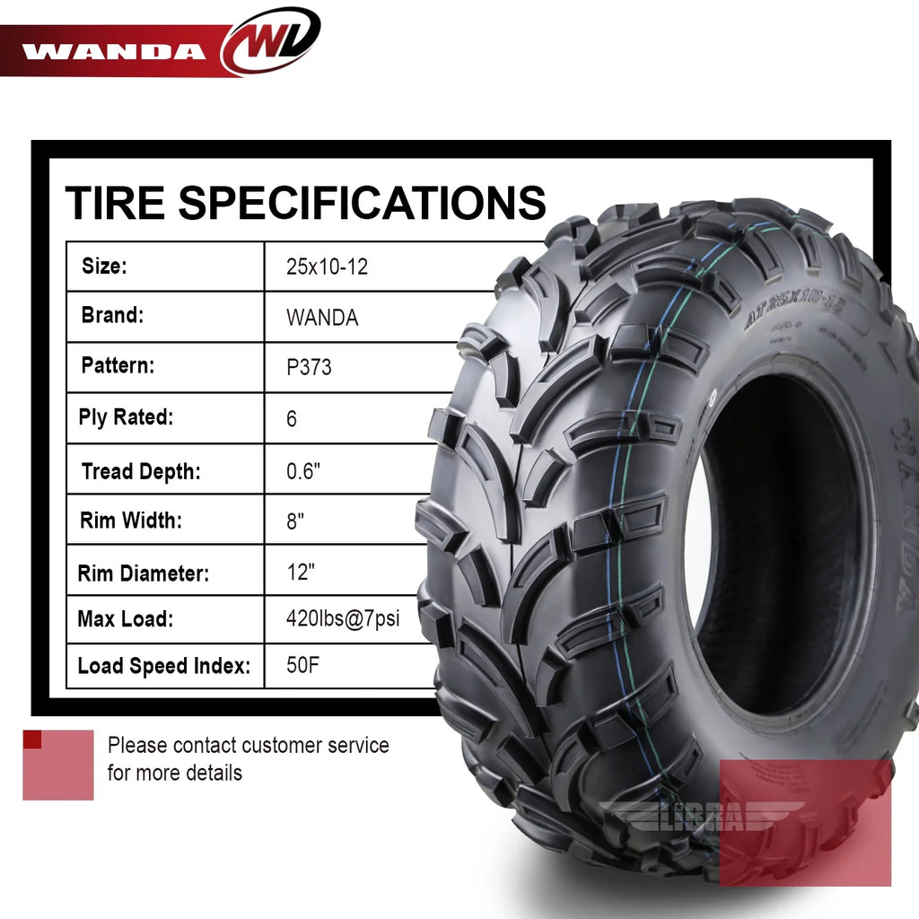 25x10-12 6PR ATV/UTV Tires Set 2 A202