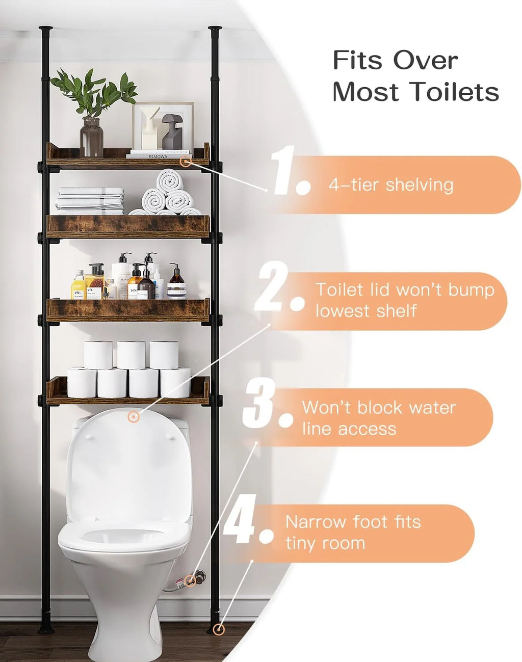 4-Tier Adjustable Wood Over The Toilet Storage G177465