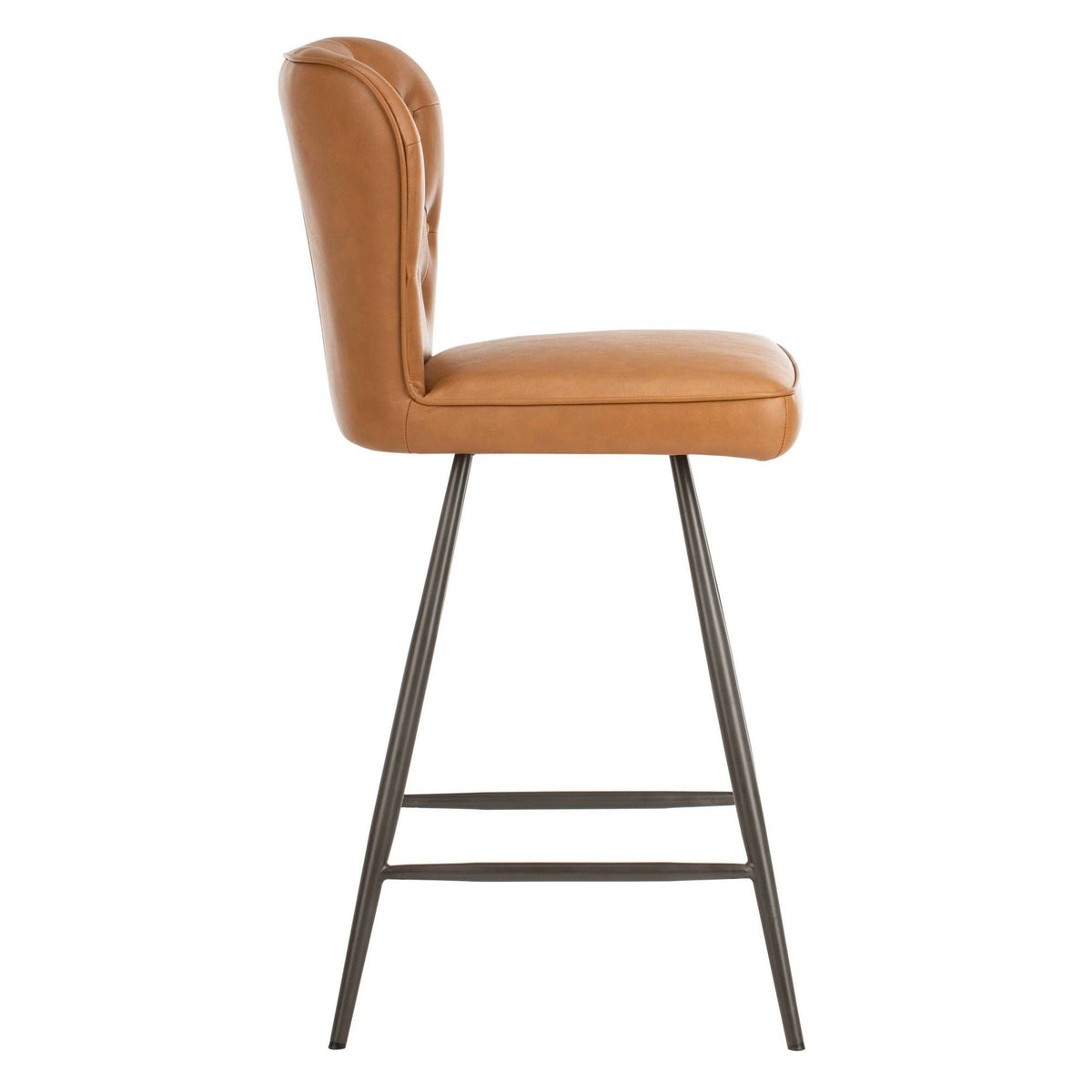 Camel Leather Tufted Swivel Counter Stool Set of 2 W122092