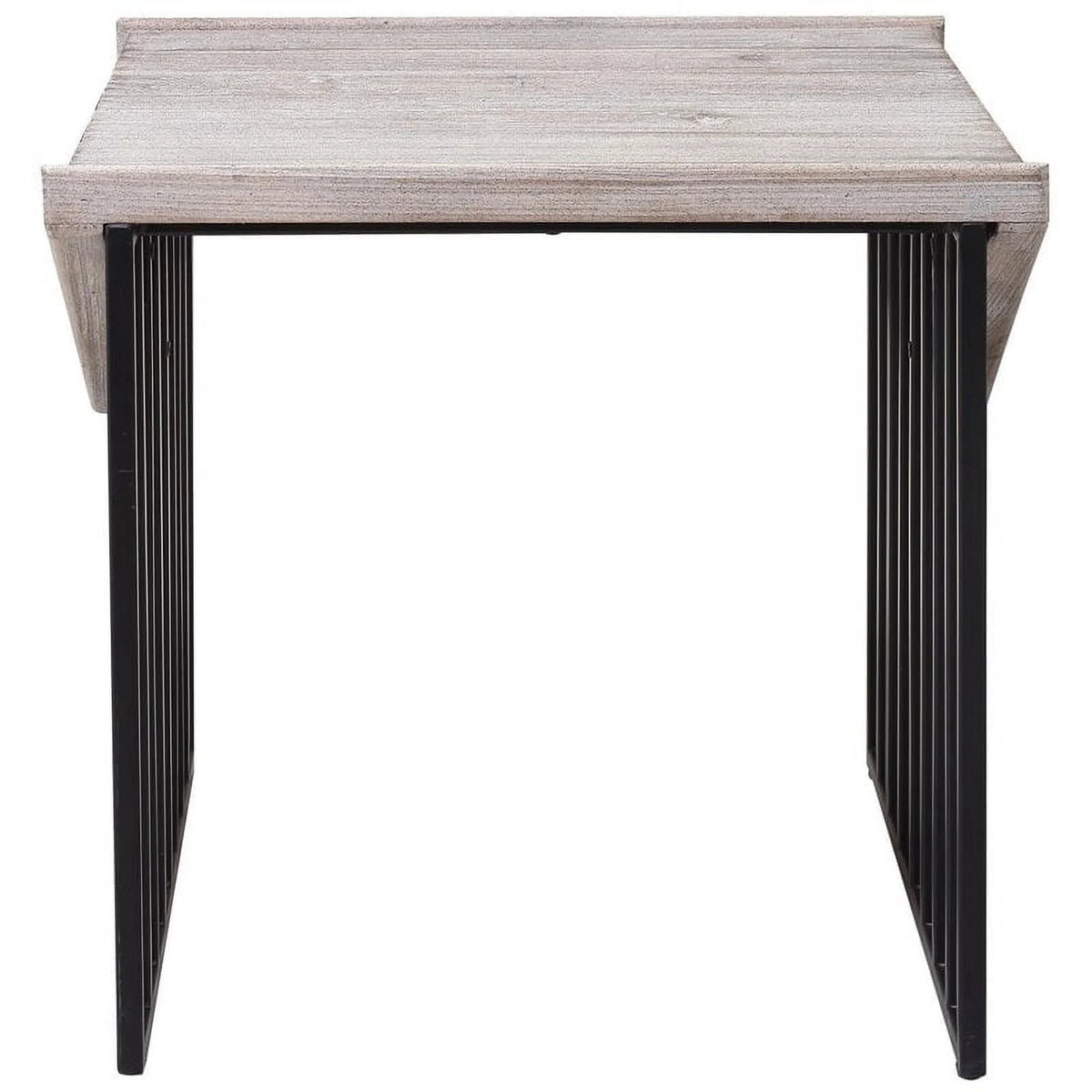 Large Wood Top & Metal Base End Table Set of 2 T6160