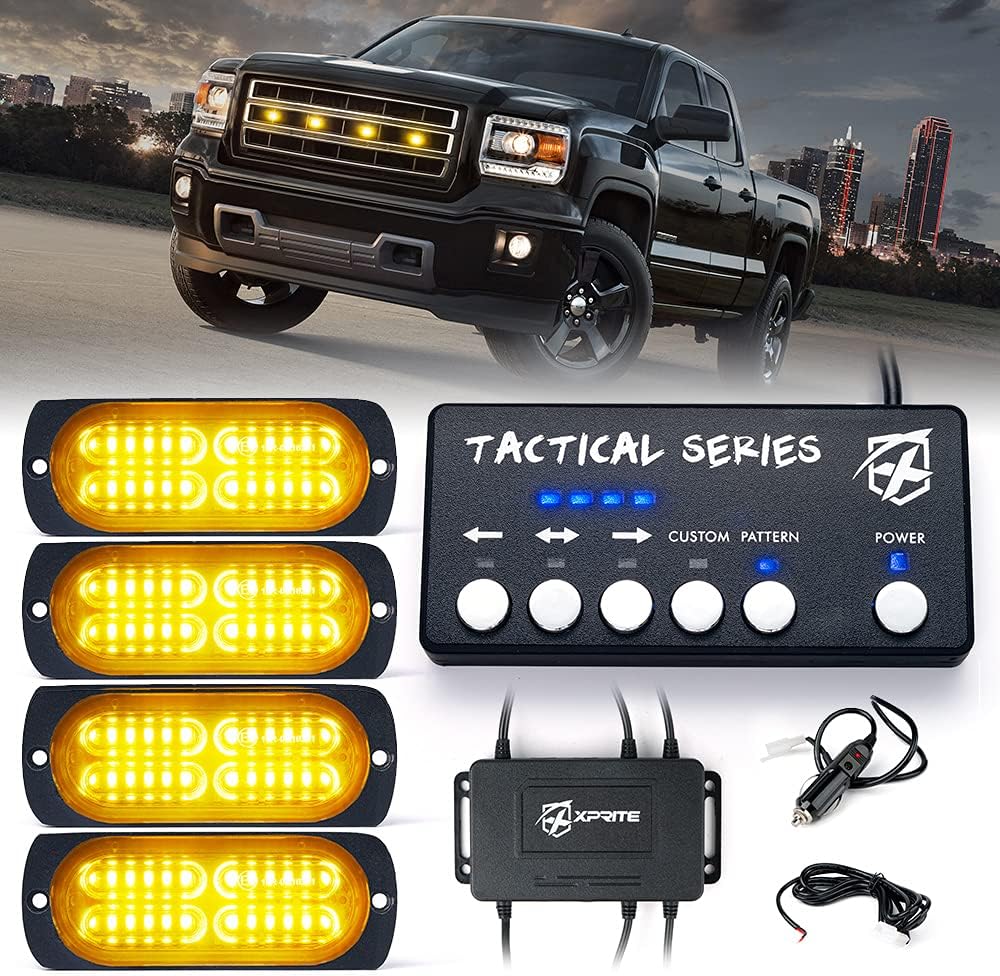 Amber White Surface Mount Strobe Lights Kit 4PCS J5442