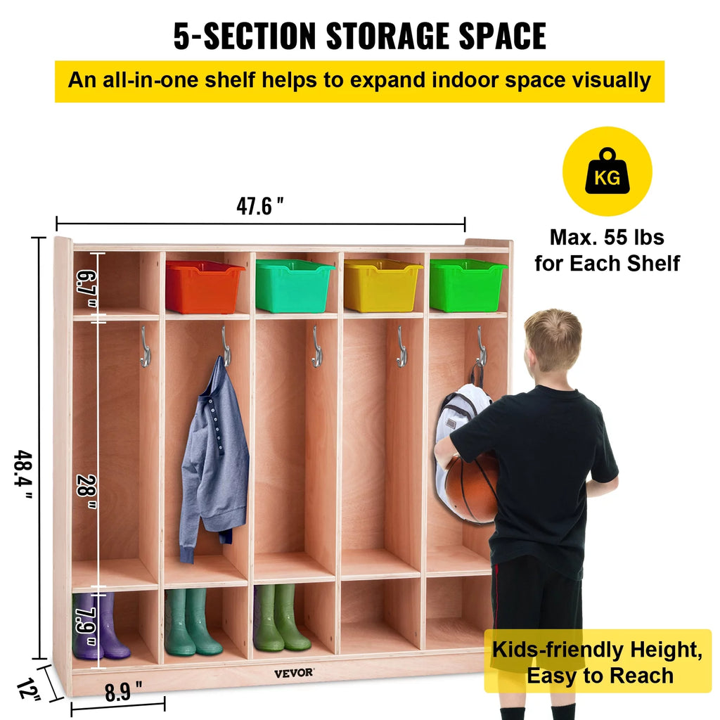 5 Grids Plywood Birch Coat Locker Y954889