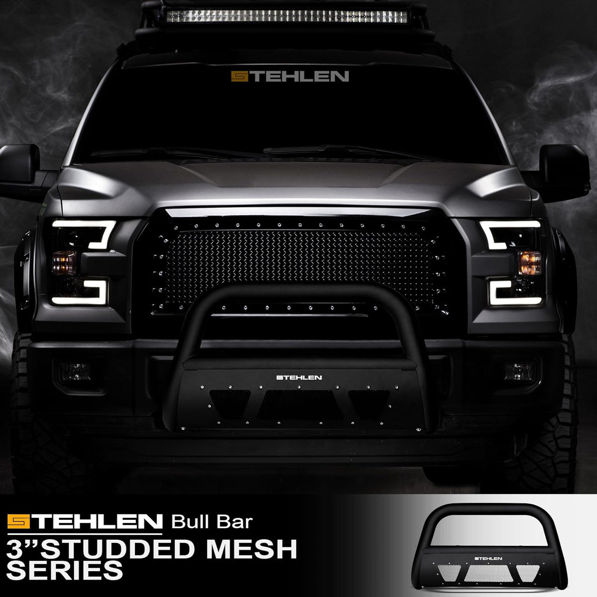 Matte Black Studded Mesh Bull Bar N8405