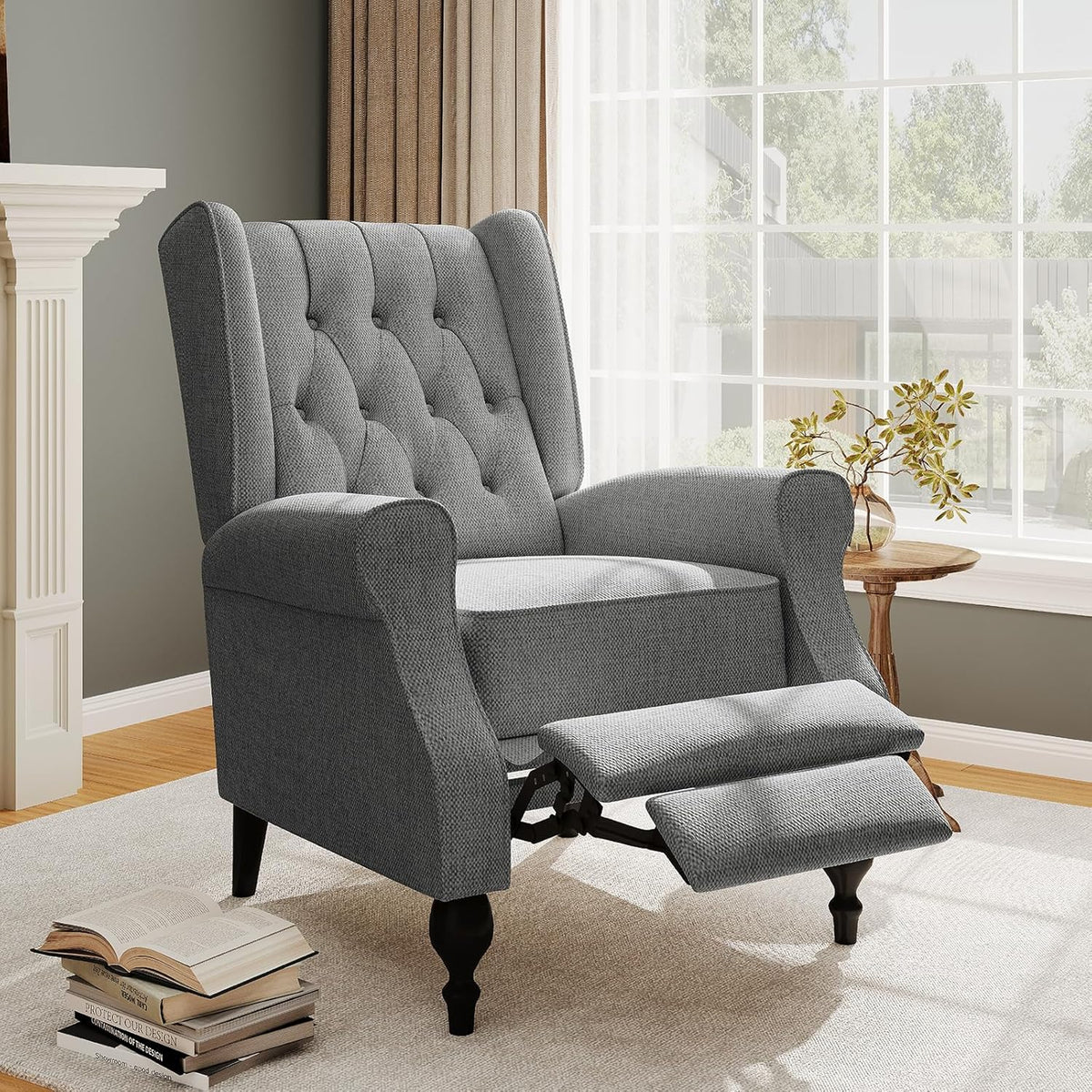 Dark Gray High Back Upholstered Recliner Chair U922003