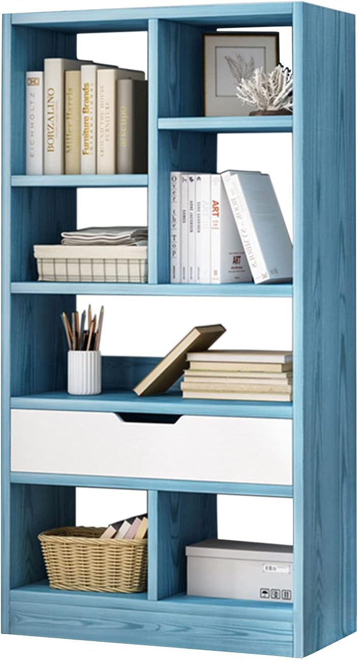 Bright Blue Wooden Open Shelf Bookcase Z5208