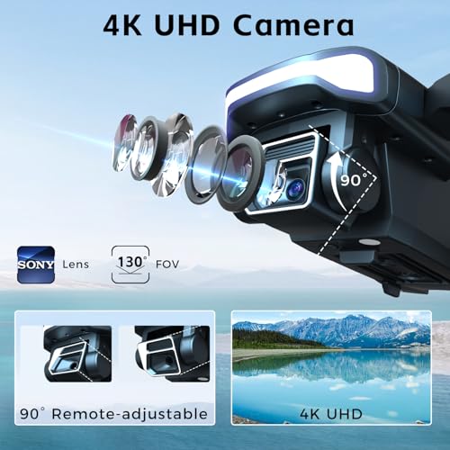 2650 ft Long Range Brushless Motor Drone with 4K HD Camera, 84 Mins Flight Time, 3 Batteries R20818