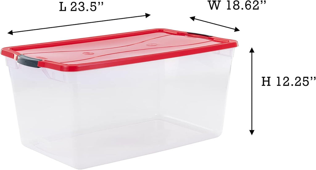 Clear 71 QT Pack of 4 Stackable Storage Containers with Lids L748